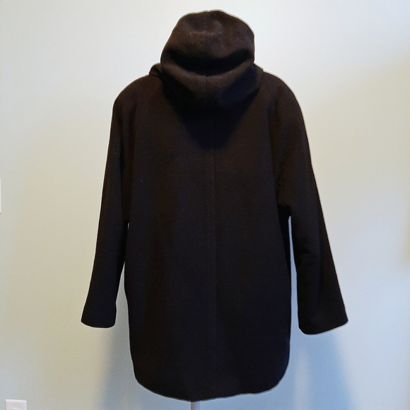 🅱️🅾️G🅾️ JACOB 100% wool black pea coat w hood - Picture 2 of 5
